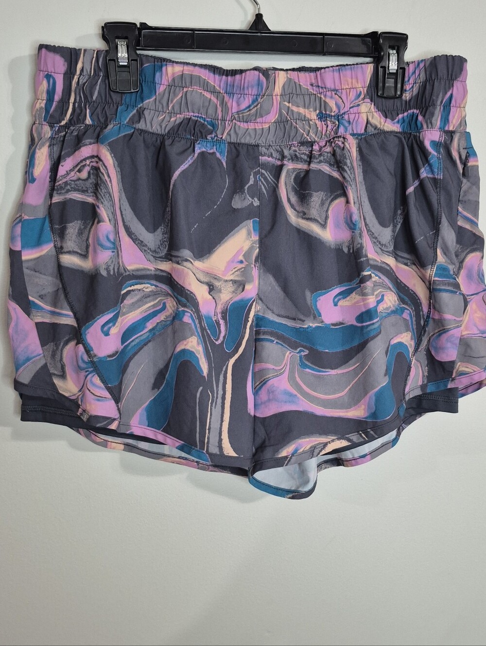 Women's Abstract Marble Print Athletic Shorts - Pink, Teal, Gray Size XXL (20)